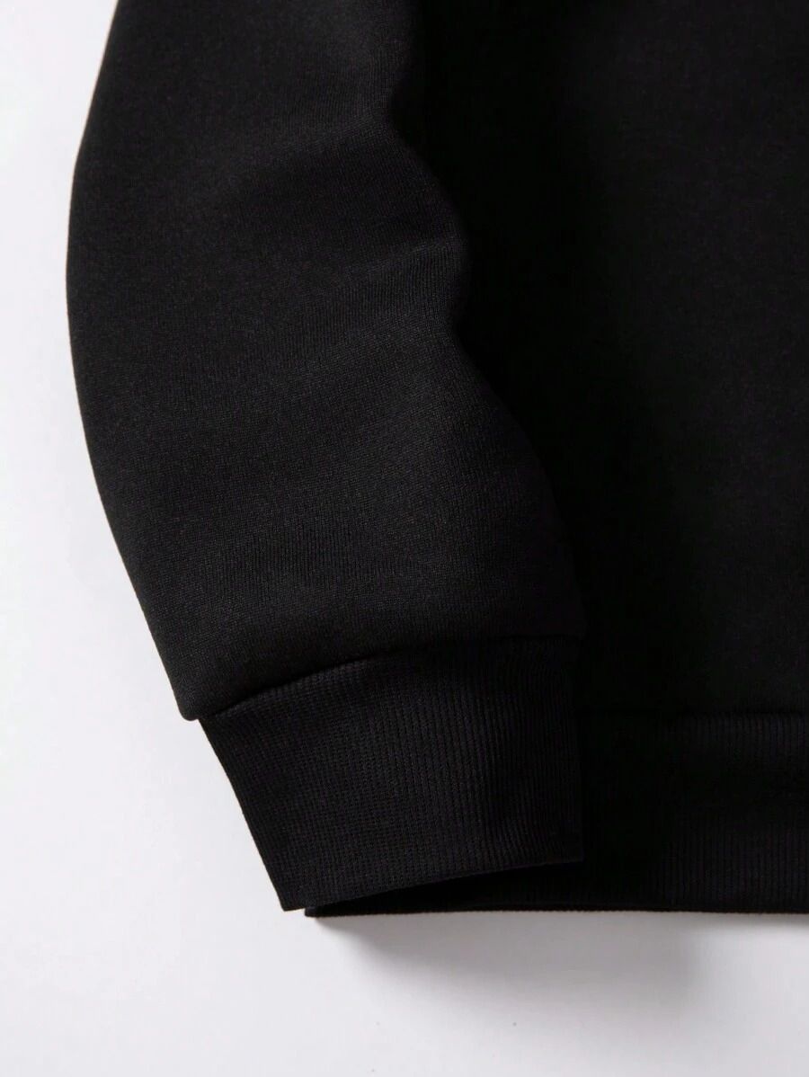 CotiQ Men Full Sleeve Black Solid Sweatshirt