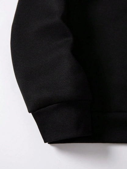 CotiQ Men Full Sleeve Black Solid Sweatshirt