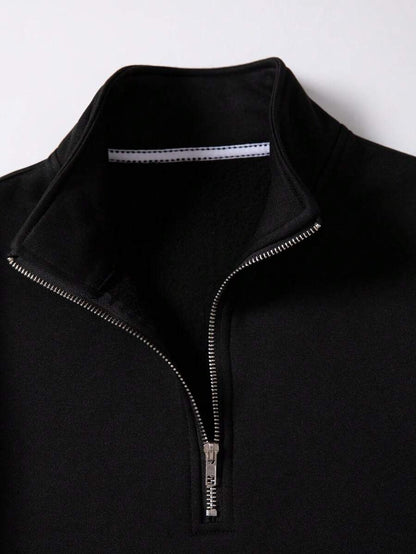 CotiQ Men Full Sleeve Black Solid Sweatshirt